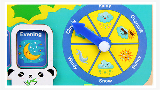 Montessori Wooden Weather & Time Learning Calendar – Educational Toy for Kids