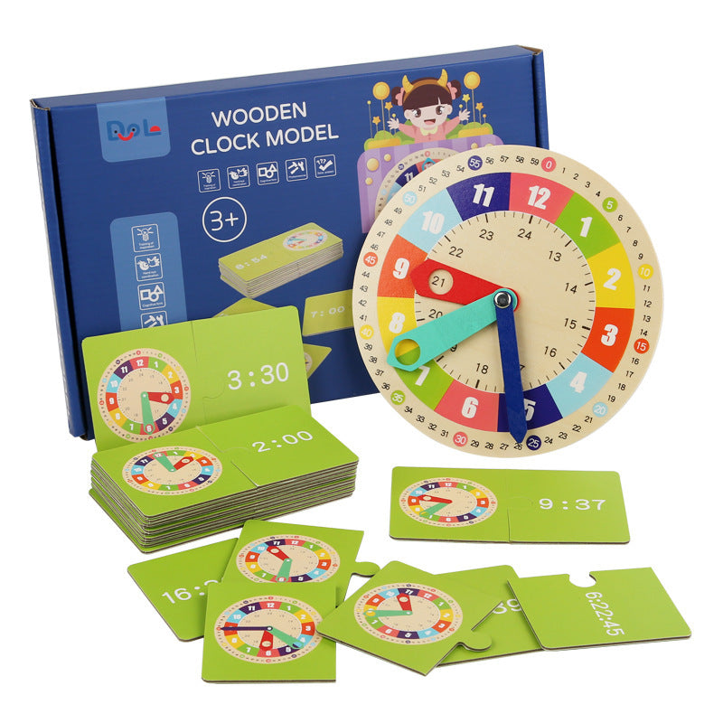 Montessori Wooden Learning Clock – Interactive Time-Telling Toy