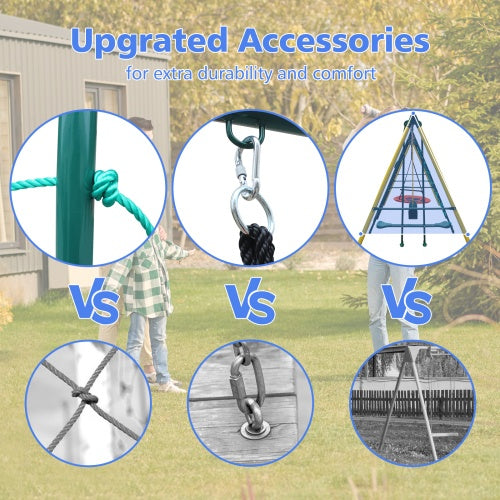 Heavy-Duty Metal Swing Set | Outdoor & Backyard Playground with Safety Belt