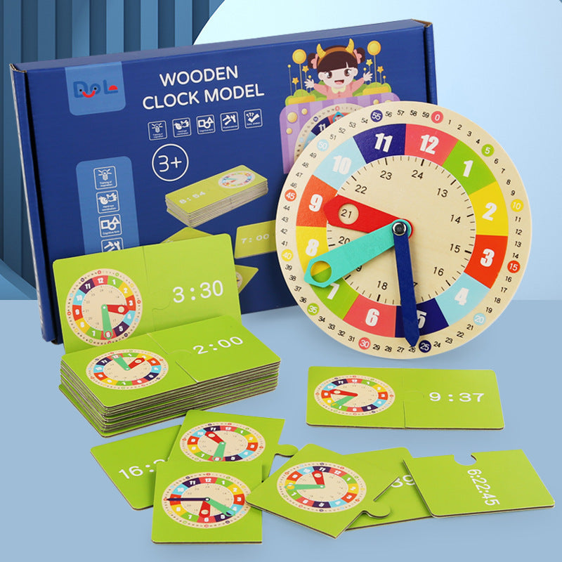 Montessori Wooden Learning Clock – Interactive Time-Telling Toy