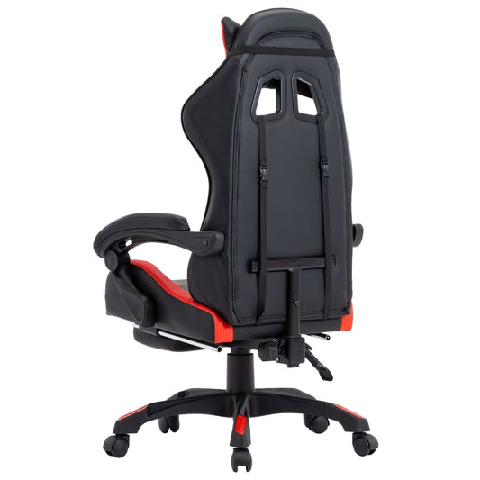 Gaming Chair with Footrest – Ergonomic Black & White Faux Leather Chair