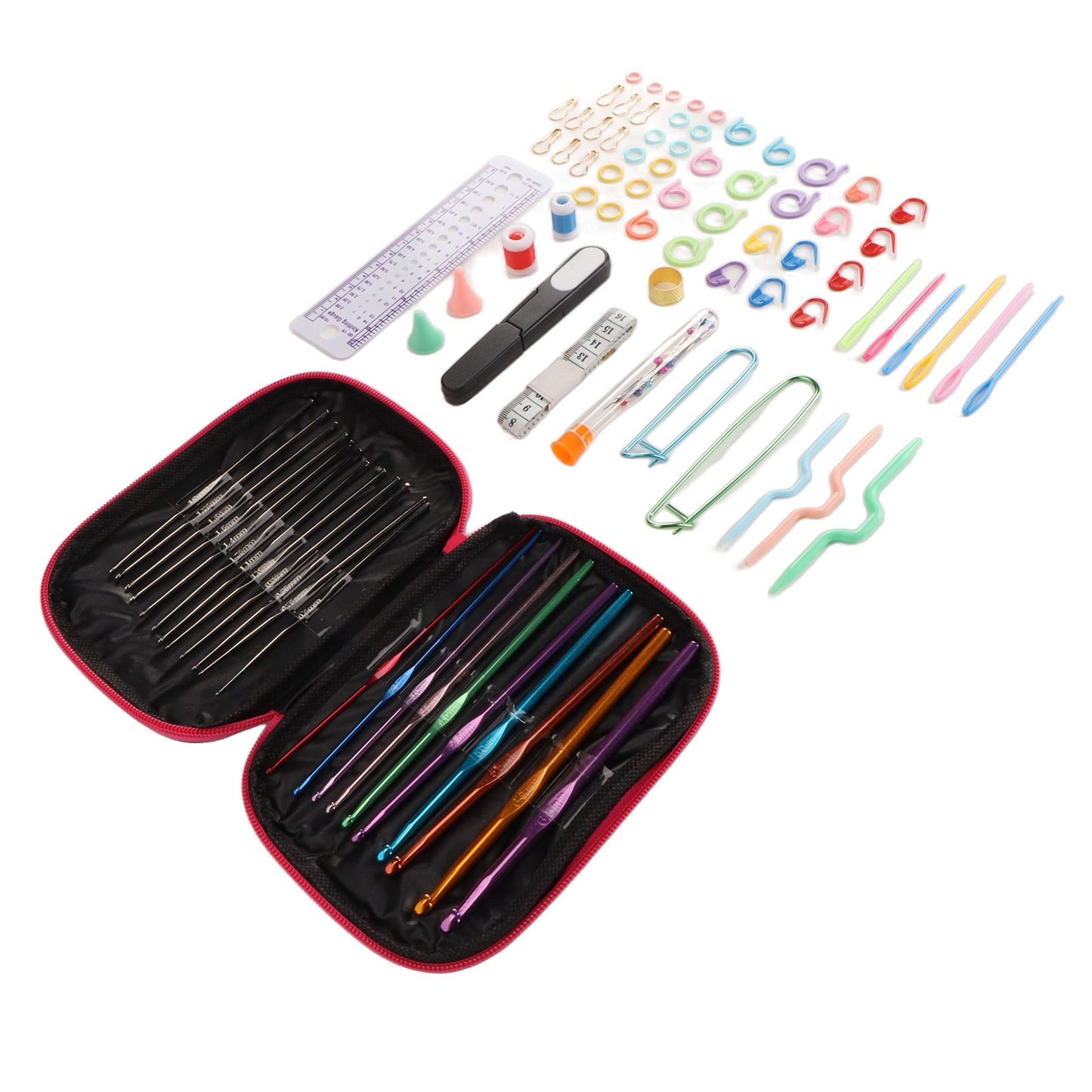 100Pcs Crochet Hooks Set Crochet Kit with Storage Case Ergonomic Crochet Hooks DIY Hand Knitting Craft Art Tools for Beginners