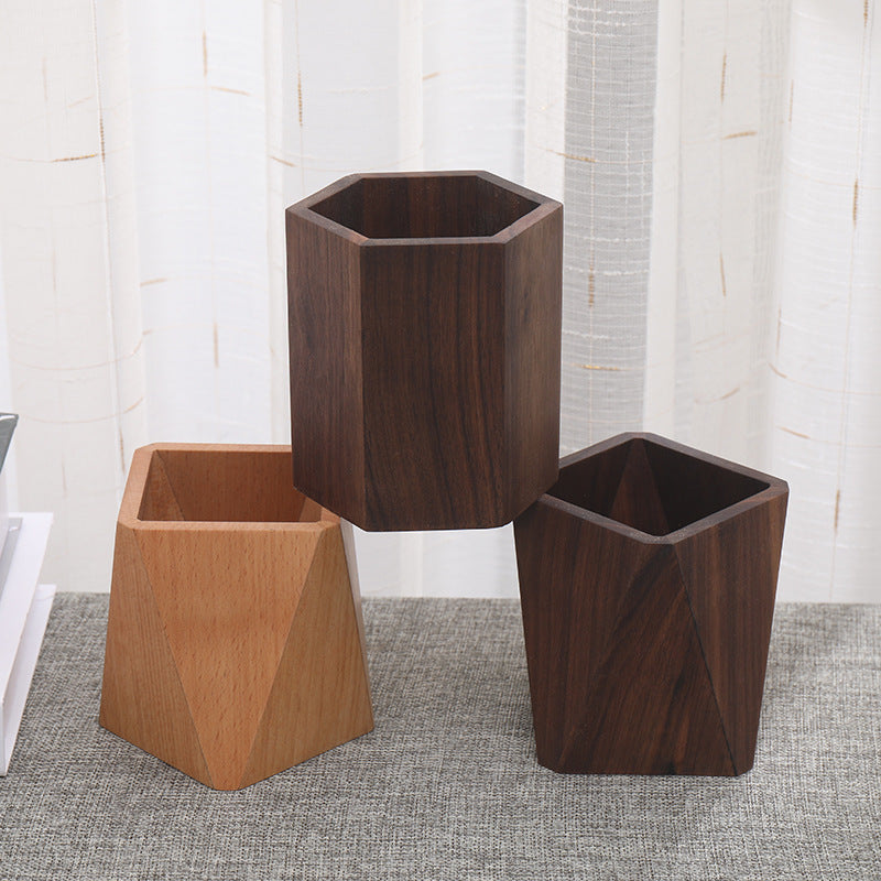 Wooden Pen Holder | Desk Storage Box for Office & Home Organization