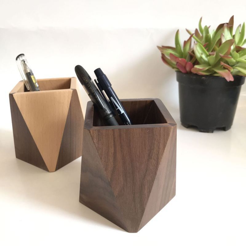 Wooden Pen Holder | Desk Storage Box for Office & Home Organization