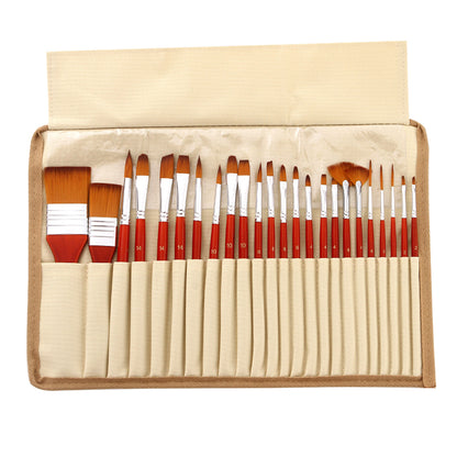 24pcs Acrylic Paint Brushes Set Nylon Hair Artist Paintbrushes Professional Painting Brushes with Canvas Bag for Watercolor Oil Gouache Nail Body Face Drawing Artist Drawing Kits Arts Crafts