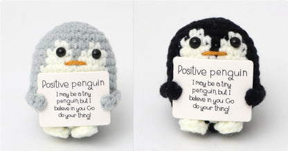 Handmade Wool Crochet Plush Set | Positive Energy Penguin & Fruit