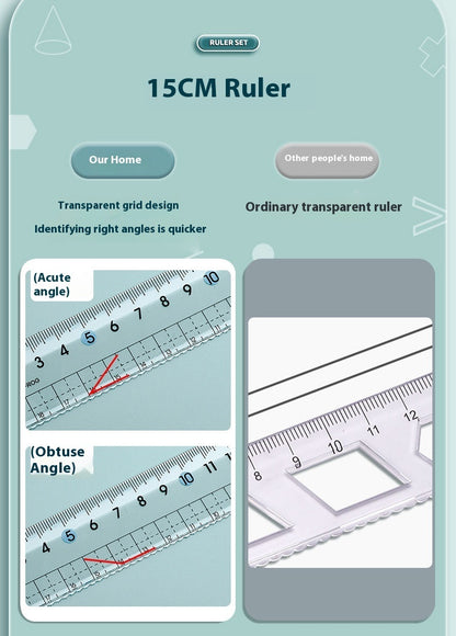 Youpai Ruler Sets Transparent Acrylic Drawing Four-piece Square Protractor