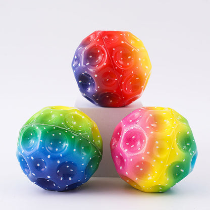 Colorful Hole Ball Soft Bouncy Ball Anti-fall Moon Shape Porous Bouncy Ball Kids Indoor Toys Ergonomic Design Elastic Ball