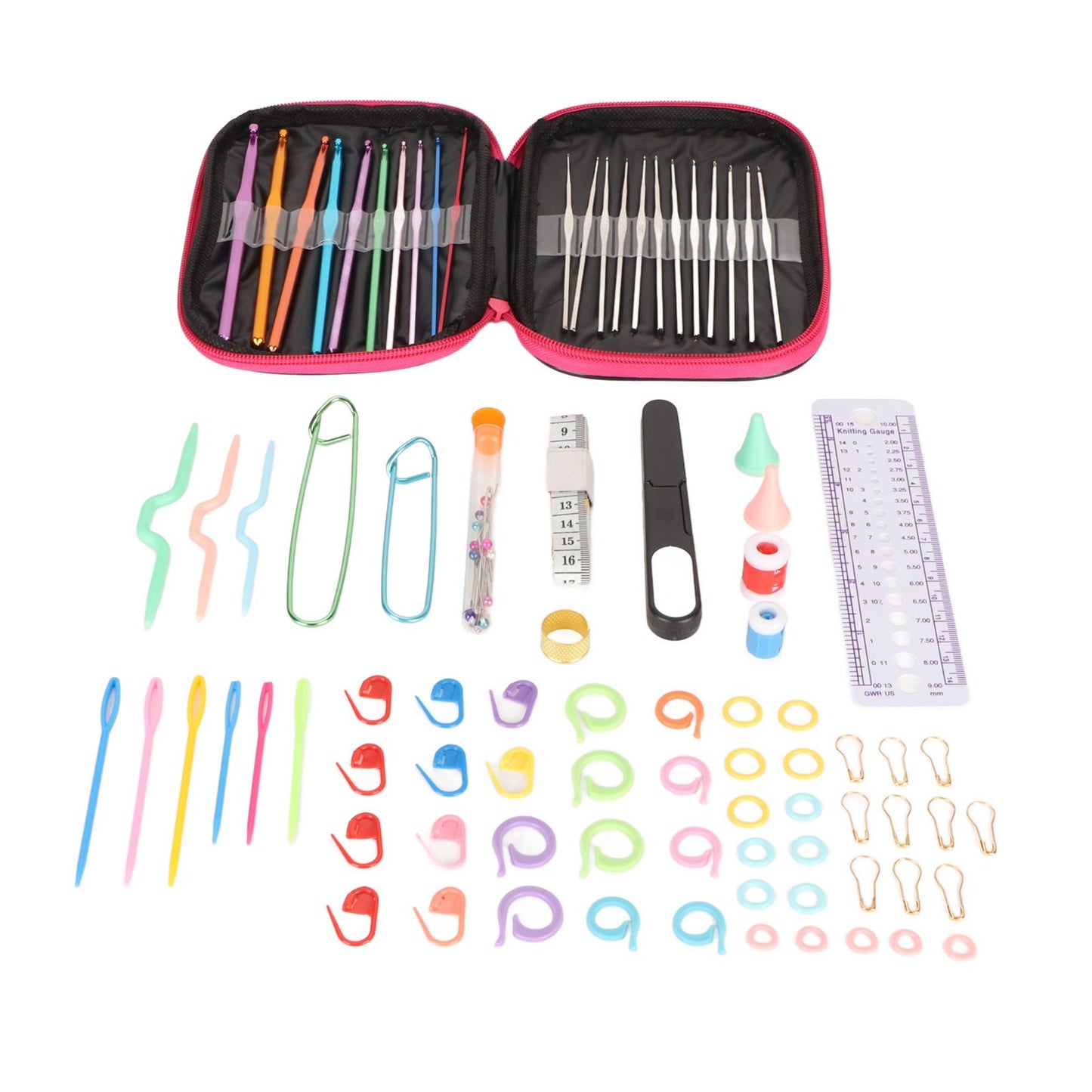 100Pcs Crochet Hooks Set Crochet Kit with Storage Case Ergonomic Crochet Hooks DIY Hand Knitting Craft Art Tools for Beginners