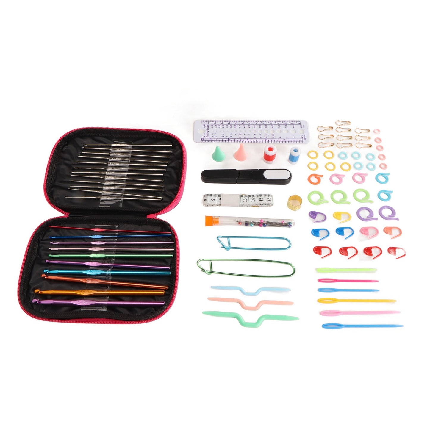 100Pcs Crochet Hooks Set Crochet Kit with Storage Case Ergonomic Crochet Hooks DIY Hand Knitting Craft Art Tools for Beginners