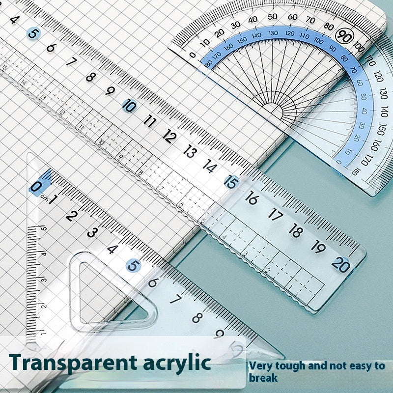 Youpai Ruler Sets Transparent Acrylic Drawing Four-piece Square Protractor