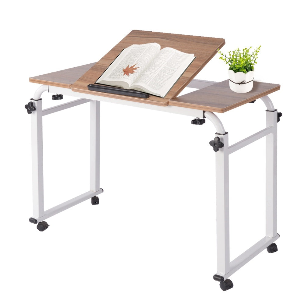 Adjustable Laptop Cart Mobile Computer Desk Overbed Writing Table with Wheels 02#