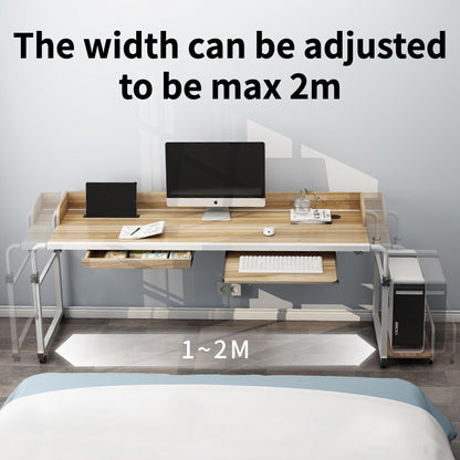 Over-Bed Study Desk | Adjustable Computer Workstation with Rolling Sections