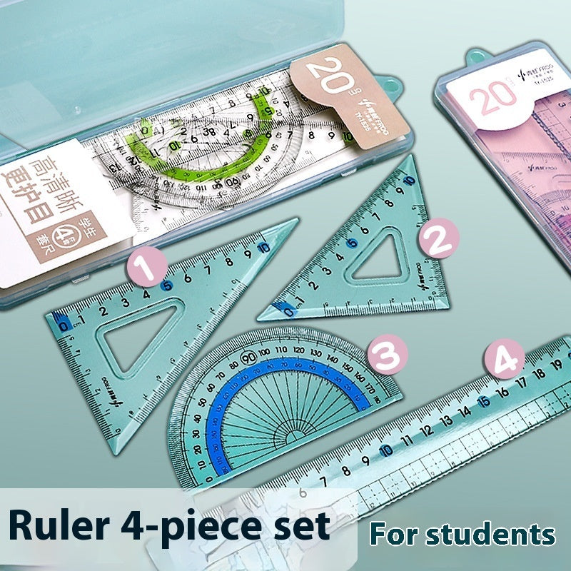 Youpai Ruler Sets Transparent Acrylic Drawing Four-piece Square Protractor