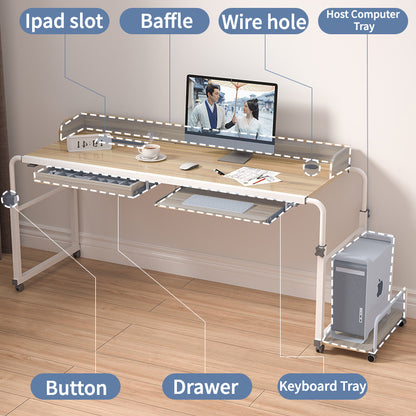 Over-Bed Study Desk | Adjustable Computer Workstation with Rolling Sections