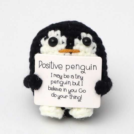 Handmade Wool Crochet Plush Set | Positive Energy Penguin & Fruit