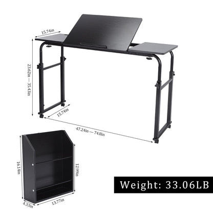 Adjustable Laptop Cart Mobile Computer Desk Overbed Writing Table with Wheels 02#