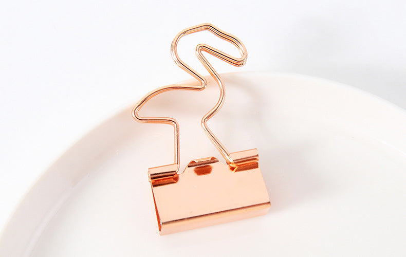 Creative Plating Gold Small Clip Office Style Long Tail Metal