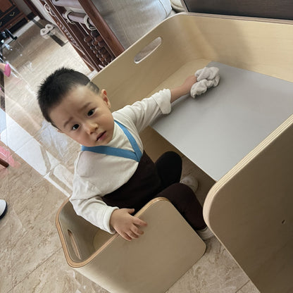 Compact Wooden Kids’ Learning Desk | Foldable Chairs for Easy Storage