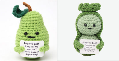 Handmade Wool Crochet Plush Set | Positive Energy Penguin & Fruit