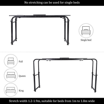 Adjustable Laptop Cart Mobile Computer Desk Overbed Writing Table with Wheels 02#